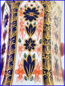 1981 Vintage Royal Crown Derby Imari 1128 Hexagonal Vase