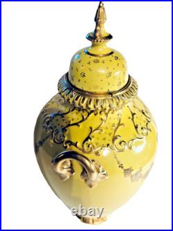19th Century Royal Crown Derby 10.5 Canary Yellow & Gilt Porcelain Urn or Vase