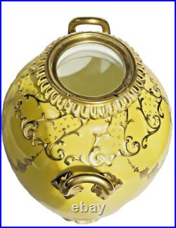 19th Century Royal Crown Derby 10.5 Canary Yellow & Gilt Porcelain Urn or Vase