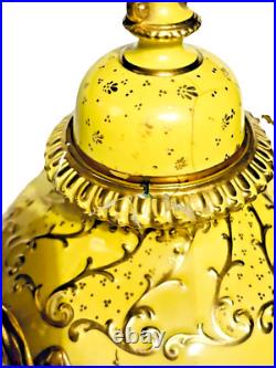 19th Century Royal Crown Derby 10.5 Canary Yellow & Gilt Porcelain Urn or Vase