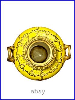 19th Century Royal Crown Derby 10.5 Canary Yellow & Gilt Porcelain Urn or Vase