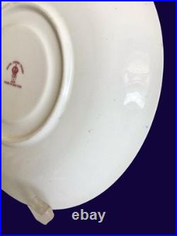 2 1923-53 ROYAL CROWN DERBY 1128 OLD IMARI 2 handle CREAM SOUP BOWLS W PLATES