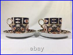 (2) Antique Royal Crown Derby LARGE 3 Inch Imari BREAKFAST CUP & SAUCER #2451