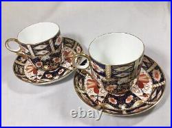 (2) Antique Royal Crown Derby LARGE 3 Inch Imari BREAKFAST CUP & SAUCER #2451