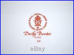 2 Derby Border A1253 Rim Soup Bowls Royal Crown Derby Bone China Gold Imari Rust