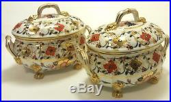 2 Early Royal Crown Derby Asian Rose Sauce Tureens, Rare to Find