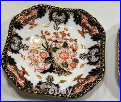 2 Royal Crown Derby 383 Kings Pattern English Antique 1889 9 Square Dishes