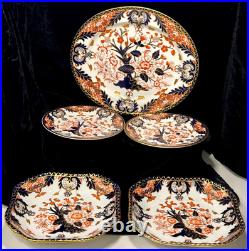 2 Royal Crown Derby 383 Kings Pattern English Antique 1889 9 Square Dishes