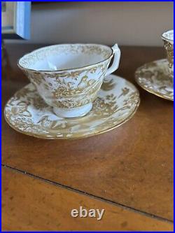 (2) Royal Crown Derby AVES GOLD Cups & Saucers Bone China A1235 A+ CONDITION