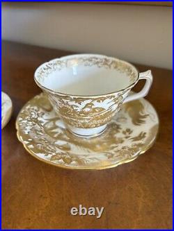 (2) Royal Crown Derby AVES GOLD Cups & Saucers Bone China A1235 A+ CONDITION