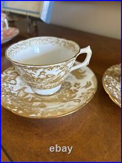 (2) Royal Crown Derby AVES GOLD Cups & Saucers Bone China A1235 A+ CONDITION