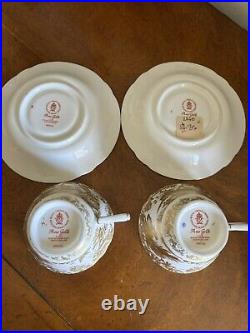 (2) Royal Crown Derby AVES GOLD Cups & Saucers Bone China A1235 A+ CONDITION