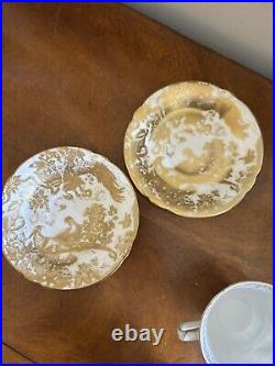 (2) Royal Crown Derby AVES GOLD Cups & Saucers Bone China A1235 A+ CONDITION