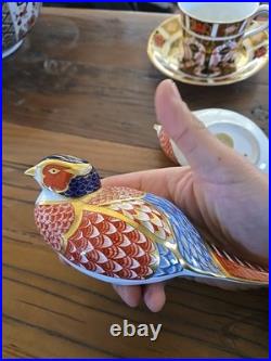 (2) Royal Crown Derby Bone China Pheasant Paperweight/Figurine Vintage