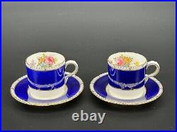 (2) Royal Crown Derby Cobalt Floral Demitasse Cups Saucers A300 Cuthbert Gresley