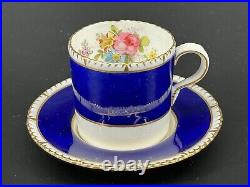 (2) Royal Crown Derby Cobalt Floral Demitasse Cups Saucers A300 Cuthbert Gresley