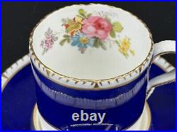 (2) Royal Crown Derby Cobalt Floral Demitasse Cups Saucers A300 Cuthbert Gresley