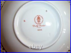2 Royal Crown Derby, Derby Borders Cream Soup Bowls with Underplates