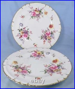 2 Royal Crown Derby Posies Dinner Plates Flowers Porcelain Posie Ely HELP