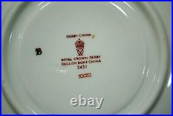2 Royal Crown Derby Traditional Imari 2451 Cream Soup Bowls and Saucers