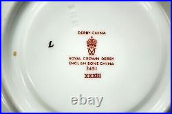 2 Royal Crown Derby Traditional Imari 2451 Cream Soup Bowls and Saucers