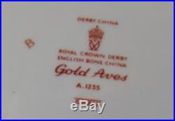 (2) Royal Crown DerbyGold AvesDinner Plates 10 1/2 England Gold Birds