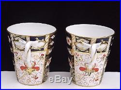 2 Vintage Royal Crown Derby Traditional Imari Trembleuse Cups & Saucers #2451