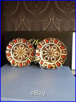 2 X Royal Crown Derby Old Imari 1128 Fluted Salad Plates 8.5 XLIII 1980