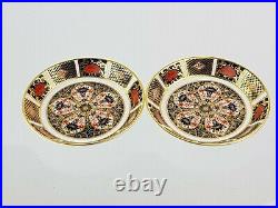 2 x Vintage Royal Crown Derby Imari 1128 Pattern Small Dishes