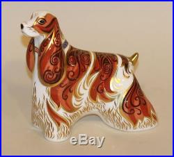 2004 Royal Crown Derby Imari Gold Stopper Paperweight American Spaniel Dog