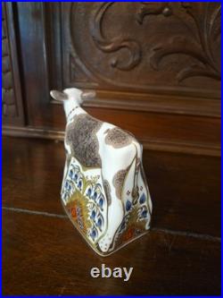 2007 Royal Crown Derby Bluebell Calf Paperweight Porcelain Figurine Gold Stopper