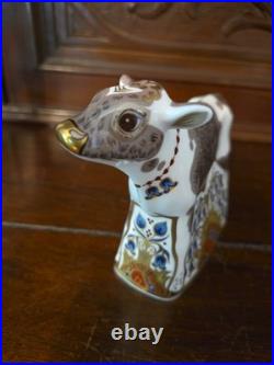 2007 Royal Crown Derby Bluebell Calf Paperweight Porcelain Figurine Gold Stopper