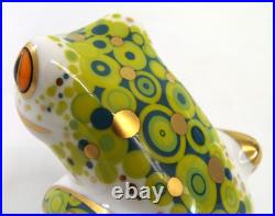 2013 Royal Crown Derby Frog Skip Paperweight Porcelain Figurine Gold Stopper