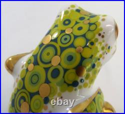 2013 Royal Crown Derby Frog Skip Paperweight Porcelain Figurine Gold Stopper
