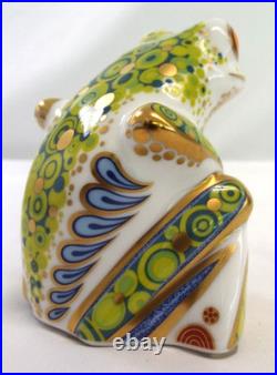 2013 Royal Crown Derby Frog Skip Paperweight Porcelain Figurine Gold Stopper