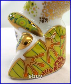 2013 Royal Crown Derby Frog Skip Paperweight Porcelain Figurine Gold Stopper