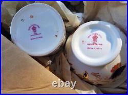 21 Misc Royal Crown Derby England Asian Rose China Cups & Demi Cups, Saucers