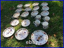 21 Misc Royal Crown Derby England Asian Rose China Cups & Demi Cups, Saucers