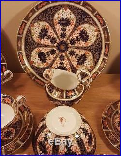 21 Piece Vintage Royal Crown Derby 1128 Old Imari Pattern 6 Place Tea Set Mint