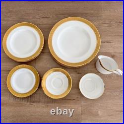 25 PCs Royal Crown Derby St. George Dinnerware Plates, Sugar Bowl, Creamer