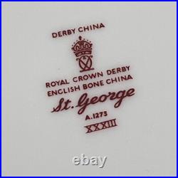 25 PCs Royal Crown Derby St. George Dinnerware Plates, Sugar Bowl, Creamer