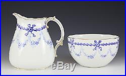 2pc. Royal Crown Derby Porcelain Creamer Pitcher & Open Sugar Bowl #4680 c1910