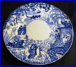 3 Royal Crown Derby Blue Mikado Dinner Plates 18 Scallops