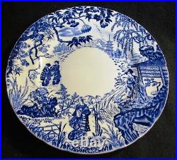 3 Royal Crown Derby Blue Mikado Dinner Plates 18 Scallops