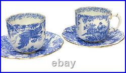 3 Royal Crown Derby England Cup and Saucers in Blue Aves, 1946