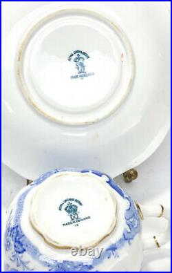3 Royal Crown Derby England Cup and Saucers in Blue Aves, 1946