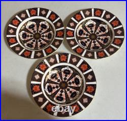 3 Royal Crown Derby Old Imari 1128 Rimmed Soup Bowls LII Mint
