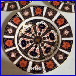 3 Royal Crown Derby Old Imari 1128 Rimmed Soup Bowls LII Mint