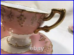 (3) Royal Crown Derby Pink'Vine' CUP & SAUCER SETs
