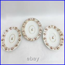 3pc Royal Crown Derby Hand Painted Armorial Porcelain Oval Serving Dishes c1810